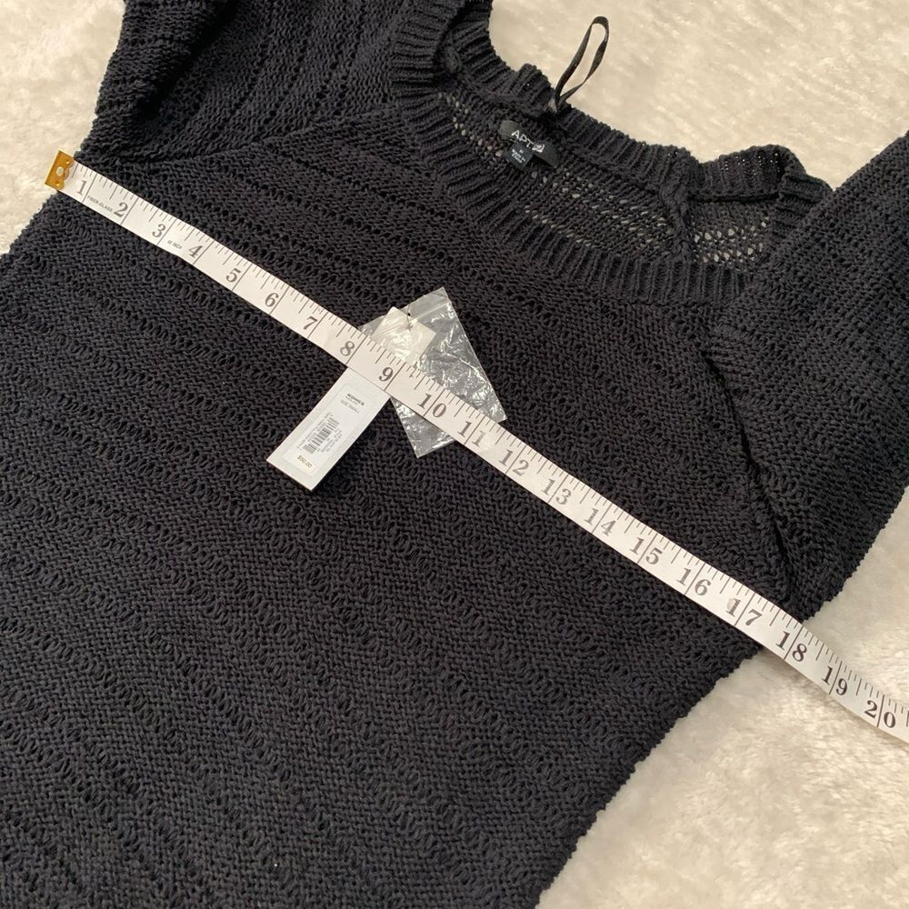 New APT 9 Womens Black Tie Tape Yarn Pullover Sweater Size Small NWT $50 - Picture 5 of 8
